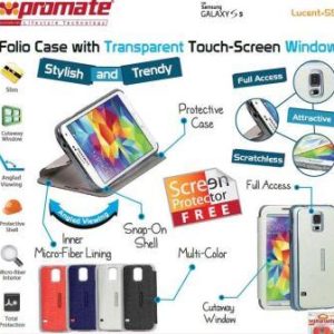 Promate Red Lucent S5 Bookcover with Touch Screen